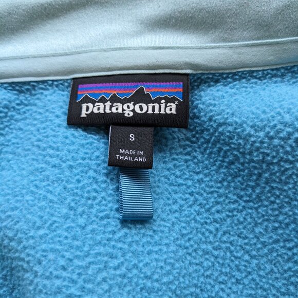 Patagonia Tech Fleece Jacket Light Blue Full Zip Jacket Zippered Pockets Small - Picture 9 of 14